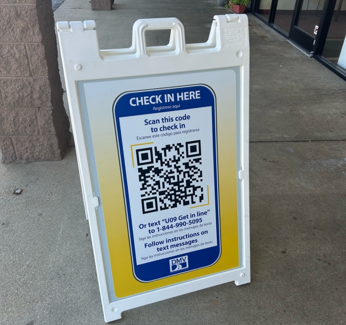 QR Code in front of DMV office